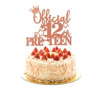 ALLY-MAGIC 12th Birthday Cake Topper, Rose Gold Official Pre-Teen 12 Cake Topper, Glitter Happy 12th Birthday Cake Decorations for Kids 12 Birthday Anniversary Party Supplies Y4-GF12SCP (Rose Gold)