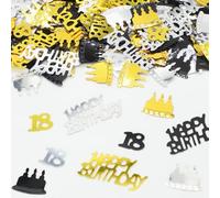 ALLY-MAGIC 18 Birthday Confetti, Black Gold Silver Birthday Decorative Confetti Metallic Foil Sequins Table Scatter Sprinkles for 18 Years Birthday Party Anniversary Table Deco Y4HJYSRZX