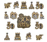 ALLY-MAGIC 30th Birthday Cupcake Toppers, 16 PCS Black Gold Glitter Cupcake Toppers, Birthday Decorations for 30th Birthday Party Anniversary Party Cake Decorations Supplies A11HJSRDGCP30