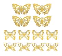 ALLY-MAGIC 3D Butterfly Cupcake Toppers 12 Pcs Butterfly Cake Decorations Mixed Size Gold Hollow Cake Toppers for Birthday Wedding Party Wall Decoration Y4-FZHDZS ((D-Gold)