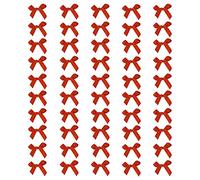 ALLY-MAGIC 50 Pieces White Satin Ribbon Bows Mini Ribbon Bows for Gift Packing DIY Craft Wedding Decoration Card Making Sewing Embelishments Y2-XHDJDD (Red)