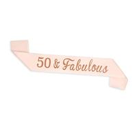 ALLY-MAGIC 50th Birthday Sash, Rose Gold '50 & Fabulous' for Women, Adult, 1pc, Manual, Indoor, Birthday Theme, Fabric, No Assembly, No Batteries