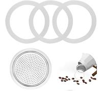 ALLY-MAGIC 6-Cup Moka Pot Gasket Set: 3 Food-Grade Silicone Seals + Aluminium Filter | Leak-Proof Replacement for Aluminium Stovetop Espresso Makers Y5KFHBJ