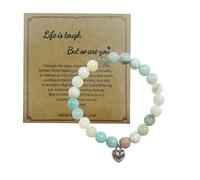 ALLY-MAGIC Anxiety Bracelet, Love Pendant Healing Bracelet, Handmade Bead Bracelets with Heart Charm Message Card for Women Christmas Birthday Mothers Day Gifts Y11LSJLZCSL