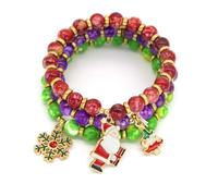ALLY-MAGIC Christmas Bracelet, Christmas Beaded Bracelets, Red and Green Handmade Bead Bracelets, Stackable Boho Bracelet Adjustable Elastic Xmas Jewelry Gift for Girls Women Y9SDCZSL (C)