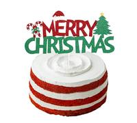 ALLY-MAGIC Christmas Cake Topper, Merry Christmas Cake Toppers Red & Green Glitter Xmas Cake Decorations for Christmas Party New Year Supply Decoration Y9SDKLCP