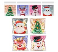 ALLY-MAGIC Christmas Cellophane Bags, 100 Pcs Self Adhesive Christmas Cookie Treat Bags 4 Styles Clear Candy Cover Plastic Gift Bag for Xmas Party Favors Baking Sweets Goodies Supply Y4SDBDG (B)