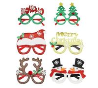 ALLY-MAGIC Christmas Glitter Party Glasses, 6 Pack Xmas Novelty Eyeglasses Fancy Dress Costume Glasses Frame for Kids and Adults Christmas Party Decoration New Year Favors Photo Booth Y6-SDPZYJ