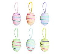 ALLY-MAGIC Easter Hanging Eggs, 6Pcs Colorful Easter Eggs Decorations Foam Easter Egg Easter Tree Ornaments Decorative Painted Eggs for Easter Decorations School Office Home Party Supplies Y7XTFHD