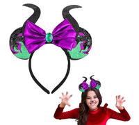 ALLY-MAGIC Halloween Maleficent Headband, Purple Minnie Ears Headband, Maleficent Inspired Ears, Sparkle Sequin Evil Maleficent Headpiece Woman Fancy Dress Halloween Maleficent Costumes Y9ZHDJEMFG