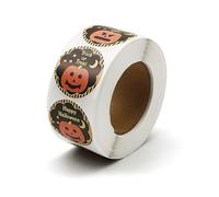 Ally-Magic Halloween Pumpkin Stickers, 500 PCS Halloween Stickers Roll Self Adhesive Sealing Stickers Round Seal Label for Halloween Party Favor Homemade Gifts Wrap Decor Y4NGTZ