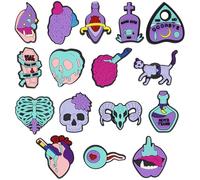 ALLY-MAGIC Halloween Shoe Charms, 16pcs Skull Pumpkin Shoe Charms for Croc Clog Decoration Cartoon Anime Charms Shoe Accessories, Cartoon PVC Decoration for Clog Shoes Party Birthday Gifts Y6-WSGGXH