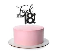 ALLY-MAGIC Happy 18th Birthday Cake Topper, Black Number 18 Birthday Cake Pick Decorations for Cheers to 18 Years Old Anniversary Party Supplies Y4FUCKCP
