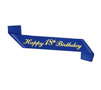ALLY-MAGIC Happy 18th Birthday Sash, Blue 18th Birthday Satin Sash for Birthday Gift for Boy or Girl Party Accessories Y4-LJJD (18th-BLUE)