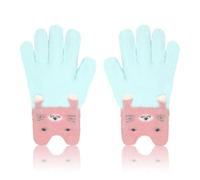 ALLY-MAGIC Kids Winter Cat Gloves, Cute Knit Gloves Full Finger Gloves Stretchy Kid Mittens, Fluffy Warm Knit Gloves for Boys and Girls Xmas Gift Outdoor School Y11XMST (blue)