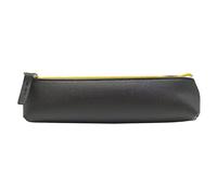 ALLY-MAGIC Leather Pencil Case Coloured Slim Pencil Case with Metallic Zipper Holder Organizer Storage for Student Office College Y4-JYBD (Black)