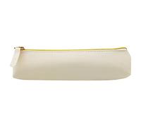 ALLY-MAGIC Leather Pencil Case Coloured Slim Pencil Case with Metallic Zipper Holder Organizer Storage for Student Office College Y4-JYBD (White)