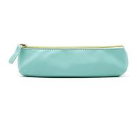 ALLY-MAGIC Leather Pencil Case Coloured Slim Pencil Case with Metallic Zipper Holder Organizer Storage for Student Office College Y4-JYBD (Blue)