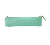 ALLY-MAGIC Leather Pencil Case Coloured Slim Pencil Case with Metallic Zipper Holder Organizer Storage for Student Office College Y4-JYBD (Green)