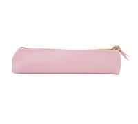ALLY-MAGIC Leather Pencil Case Coloured Slim Pencil Case with Metallic Zipper Holder Organizer Storage for Student Office College Y4-JYBD (Pink)