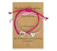 ALLY-MAGIC Mother and Daughter Bracelet Set - Heart Mummy and Me Matching Jewelry, Long Distance Wish Bracelets Gifts for Women Girls Mom Y7FXMNSL