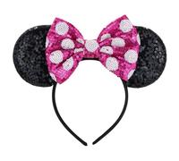ALLY-MAGIC Mouse Ears Headband, Shiny Sequin Bow Headband Stitch Ears Glitter Sparkly Cosplay Party Headbands for Kids Girls Women Birthday Halloween Party Decoration Gifts Accessories Y4LPLSFG (Rose)