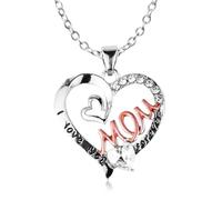 ALLY-MAGIC Mum Necklace, Silver Heart Pendant Necklaces Mum Gifts from Daughter Son Mama Necklace Mummy Jewellery Gifts for Birthday Sentimental Gift for Mothers Day Christmas Y4XXMOMXL