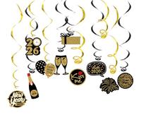 ALLY-MAGIC New Year Eve Decorations 2026 Hanging Swirls, Black Gold Happy New Year 2026 Decorations Cheers NYE Party Decor Supplies for Home Indoor Outdoor Y4XNLXGS