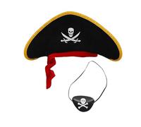 ALLY-MAGIC Pirate Accessories, Pirate Hat with Pirate Eye Patch Halloween Costume Accessories for Child Boys Girls Captain Dress Up Props Set Theme Party Supplies Y8HDTZ