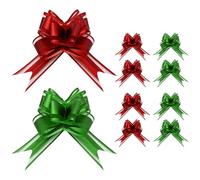 ALLY-MAGIC Pull Bows Gift Wrapping Bows, Butterfly Knot Present Christmas Wrap Ribbon Bows Present Bows Large Organza Present Pull Bow for Christmas Wedding Party Y6-LHHDJ (Red&Green)