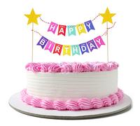 ALLY-MAGIC Rainbow Cake Topper Decorations Happy Birthday Cake Topper Bunting Y6-CXDGCP (Colour)