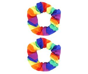 ALLY-MAGIC Rainbow Hair Scrunchies, 2PCS Pride Hair Accessories Tie Dye Scrunchies, Rainbow Flag Elastic Bands for LGBTQ Gay Pride Month Party Supplies Y9CHFQ2