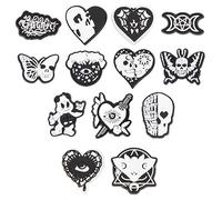 ALLY-MAGIC Shoe Charms for Gothic, Black & White Skull PVC Slippers Shoe Decoration Charms for Boys Girls Clog Sandals Bracelet Wristband Accessories Birthday Party Favor Y6-HBPKXH