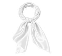 ALLY-MAGIC Silk Feeling Scarf for Women, 23.6 Inch Breathable Lightweight Square Head Scarf for Costume Accessory Y8DMFJ (White)