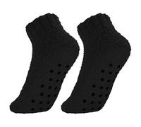 ALLY-MAGIC Slipper Fluffy Socks, Winter Warm Socks with Anti-slip Grain, Non Slip Cozy Sock for House Floor Bed Sleeping Home Y6-SHFHW(Black)