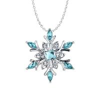 ALLY-MAGIC Snowflake Necklace for Women Silver Blue Snowflake Pendant Necklace with Crystal Christmas Jewellery Gifts for Women Girls Y7XHXL