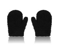 ALLY-MAGIC Toddler Mitten Warm Winter Knitted Fluffy Gloves Cute Basical Christmas Stretch Gloves for Baby Boys and Girls 1-4 Years Old Sports Xmas Gift Kindergarten Y11LZETST (black)