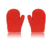 ALLY-MAGIC Toddler Mitten Warm Winter Knitted Fluffy Gloves Cute Basical Christmas Stretch Gloves for Baby Boys and Girls 1-4 Years Old Sports Xmas Gift Kindergarten Y11LZETST (red)