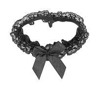 ALLY-MAGIC Wedding Garter for Bride, Black Wedding Garter Sexy Floral Lace Bow Thigh Leg Ring Belt Stretchy Garters Body Accessories Gifts for Women Girls Cosplay Prom Party Y7HDJTH (black)