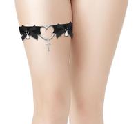 ALLY-MAGIC Wedding Garter for Bride, Bridal Garter Sexy Heart Lace Bow Garters Elastic Leg Ring Garters Belts Body Accessories Gifts for Women Girls Cosplay Wedding Prom Party Y7AXSZJTH