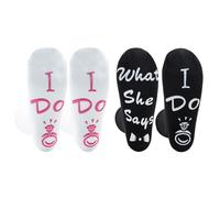 ALLY-MAGIC Wedding Gifts, Groom and Bride Engaged Crew Novelty Couple Matching Wedding Socks for Her Him Couple, Mr and Mrs Gift, Bride to Be Gift, Christmas Gifts Y8HBQLWZ