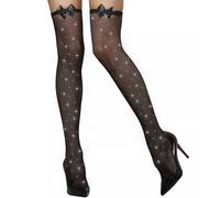 ALLY-MAGIC Women's Fishnet Stockings,Hold Up Stockings with Bows,Sparkly Lace High Stockings,Over Knee Silky Stocking Y5HDJYWCW