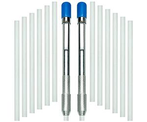 ALLY Tools Two Round Soapstone Holder with 14 Round Professional Quality Soapstone Pens Refills for Welding and Welders Perfect for Making Removable Markings on Steel, Aluminum, and Cast Iron
