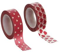 Allydrew 10M L x 15mm W Set of 2 Washi Masking Tape, Red and White Hearts