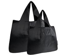 allydrew Large & Small Foldable Tote Nylon Reusable Grocery Bags, Set of 2, Set of 2, Black, Large & Small
