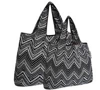 allydrew Large & Small Foldable Tote Nylon Reusable Grocery Bags, Set of 2, Set of 2, Intricate Chevron