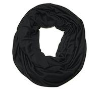 allydrew Soft Lightweight Jersey Knit Solid Color Infinity Scarf Jersey Circle Scarf, Black, One Size