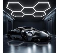 ALLYES Hexagon LED Garage Lights, 24000LM 5000K 200W Honeycomb LED Ceiling, Upgraded Wider Size Light Tube, Hex Shop Lights for Car Detailing Shop Office Gym Barber