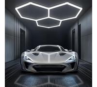 ALLYES LED Hexagon Garage Light,Honeycomb Hex LED Ceiling Lights, 15360LM 5000K 128W, DIY Splicing Hex Ceiling & Wall Decor Lights, for Workshop Basement Gym Warehouse Bar Barbershops