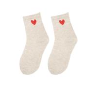 ALLYMAGIC Red Heart Socks,Cotton Women Breathable Simple Mid-Calf Socks or Sport Gym Y8CXZTW (UK, Alpha, One Size, Regular, Regular, beige)